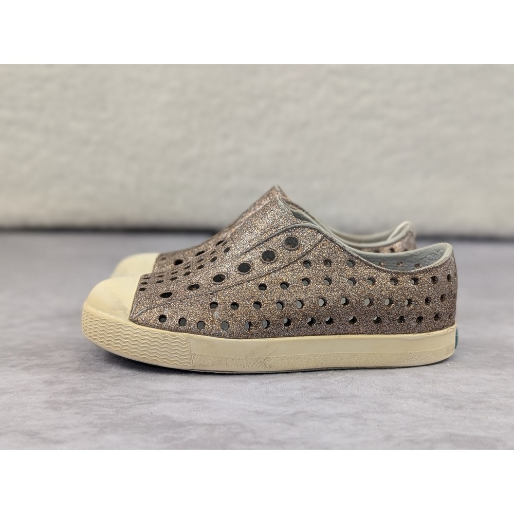 Native Jefferson Kids Glitter Slip On Sneakers Rose Gold Bronze C7